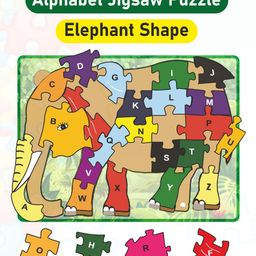 WISSEN Alphabet Jigsaw Puzzle Elephant Shape Multicolor - 26 Pieces image 3