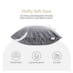 MYARMOR Micro Fiber Square Pillow with Velvet Cover - Grey image 3