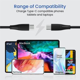Portronics Silklink 60W PD Type-C to Type C Fast charging Cable for Type C Smartphone & Devices,Premium Silicon Cable, 1M(Black) POR-2716 image 5