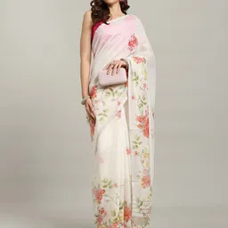 Meena Bazaar Floral Zari Saree-image-93