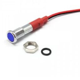 Blue 10-24V 6mm LED Metal Indicator Light with 15CM Cable-19