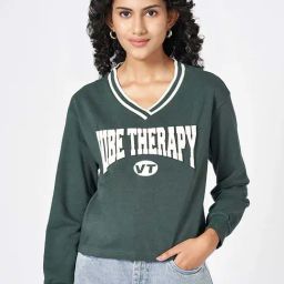 People by Pantaloons Green Printed Sweatshirt-image-98