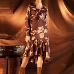 Kazo Maroon Floral Printed A-Line Dress-24