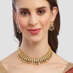 Karatcart Gold Plated Classic Temple Necklace Set-image-61