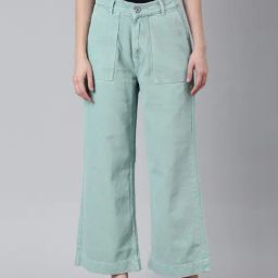 SHOWOFF Sea Green Denim Relaxed Fit Mid Rise Jeans-image-39