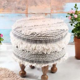 Ikiriya Louisville Grey Wood Mid Century Ottoman in Teak Finish-image-71