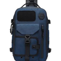 OZUKO Frostpak Blue & Black Textured Medium Cross Body Bag-image-3