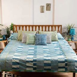Ocean Blue Salaka Pure Cotton King Bedcover-5