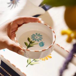 Pure Home and Living Orange & White Clay Hand-painted Side Small Platter Bowls - Set of 2-image-85
