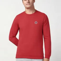 Peter England Red Cotton Slim Fit Sweatshirt-picture-24