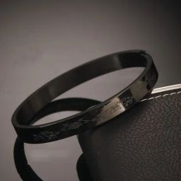 Aatmana Black Brass Stainless Steel Textured Kada Bracelet-45