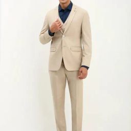 Allen Solly Beige Slim Fit Three Piece Suits-image-59