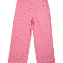 Elle Kids Pink Cotton Printed Trousers-image-88