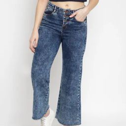 Tales & Stories Blue Mid Rise Flared Jeans-image-64