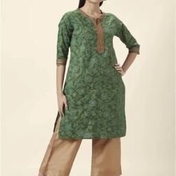 Rangmanch by Pantaloons Green Cotton Printed Straight Kurta-picture-30