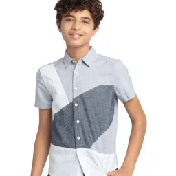 Under Fourteen Only Boys Multicolor Textured Shirt-image-51