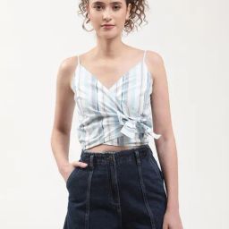 Elle Blue & White Striped Crop Top-picture-30