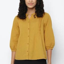 Allen Solly Mustard Regular Fit Shirt-image-6