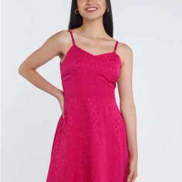 Zink London Pink Floral Print A-Line Dress-picture-8