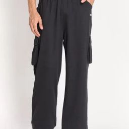 Chkokko Black Cotton Relaxed Fit Track Pants-image-77
