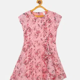 Kiddopanti Kids Peach Floral Print Dress-image-23
