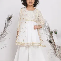 Little Bansi White Embellished 1 Kurta, 1 Sharara & 1 Dupatta-55