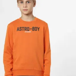 Jack & Jones Junior Orange Graphic Print Full Sleeves Sweatshirt-image-64