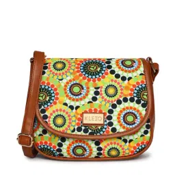 KLEIO Tan Printed Medium Sling Handbag-picture-6