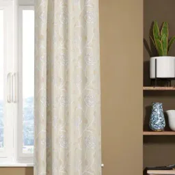 Bianca EL`PESSO Silver & Beige Faux Silk 5 Ft. Window Curtain-image-11