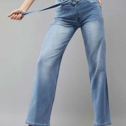 Miss Chase Blue Cotton Wide Leg Relaxed Mid Rise Regular Length Stretchable Denim Jeans-image-84