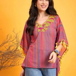 The Kaftan Company Red Embroidered Kaftan Top-picture-33