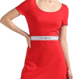 Tommy Hilfiger Deep Crimson Solid Flaired Fit Dresses-picture-33