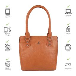 Mochi Tan Textured Medium Shoulder Handbag-image-18