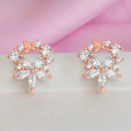 Zavya Floral Rose Gold Plated 925 Sterling Silver Earrings for Women-10