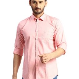 Parx Light Red Cotton Slim Fit Shirt-image-19