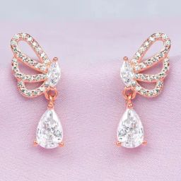 Zavya Butterfly Rose Gold Plated 925 Sterling Silver Earrings for Women-image-5
