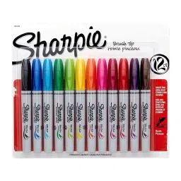Sharpie Brush Tip Permanent Marker Assorted Color for Home & Office (Pack of 12 Pcs)-image-0
