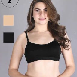 Lux Venus Tan & Black Full Coverage Non-Wired Sports Bra With Adjustable Strap - Pack of 2-picture-1