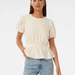 Forever New Melinda Crochet Lace Peplum Top-image-58