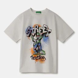 United Colors of Benetton Kids White Cotton Printed T-Shirt-image-97