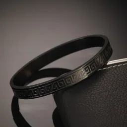 Aatmana Black Brass Stainless Steel Textured Kada Bracelet-picture-36