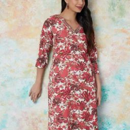 Melange By Lifestyle Rust Regular Fit Printed Kurtas-picture-17