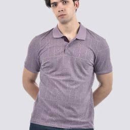 Camla Purple Cotton Regular Fit Printed Polo T-Shirts-picture-28