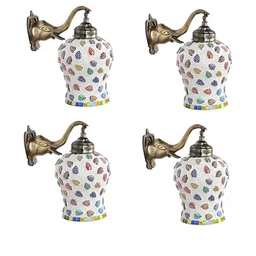 SOMIL Multicoloured & Copper-Toned Printed Glass Cylinder Shaped Wall Lamp-picture-10