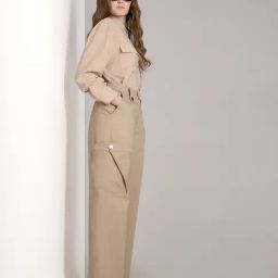 Vero Moda Beige Straight Fit High Rise Trousers-image-25