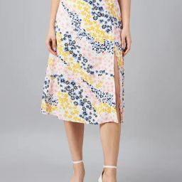Marie Claire White Floral Print Midi Skirt-image-24