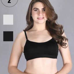Lux Venus White & Black Full Coverage Non-Wired Sports Bra With Adjustable Strap - Pack of 2-picture-7