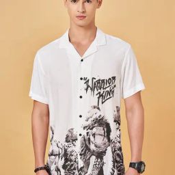 Sf Jeans By Pantaloons Bright White Slim Fit Printed Shirt-image-61