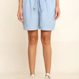 Prettify Sky Blue Self Design Shorts-picture-5