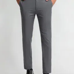 Arrow Grey Slim Fit Checks Trousers-picture-0